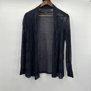 Comme Ca Ism Cardigan Sweater Womens Medium Blue Linen Open Knit Beachy - Picture 1 of 10