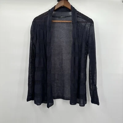 Cárdigan Suéter Comme Ca Ism Para Mujer Medio Azul Lino Tejido Abierto Playa Foto 1 de 4