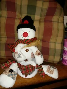 16" Plush Sitting Snowman Decoration - Picture 1 of 4