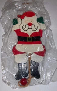 De Colección Madera Papá Noel Tirador Jumping Jack 4" Adorno de Navidad Paquete Envoltura - Imagen 1 de 7
