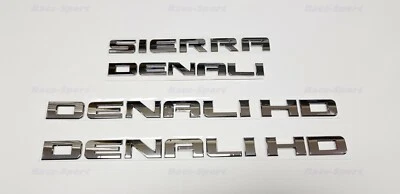 4PCS Sets Chrome GMC SIERRA DENALI HD Duramax 2500HD 3500HD Letters Emblem Badge - Image 1 of 4
