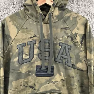 Felpa con cappuccio Under Armour Project Rock mimetica uomo verde medio bandiera americana USA - Foto 1 di 11
