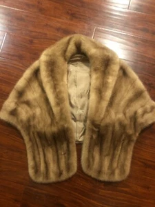 C. BIELEN CHESTNUT BROWN FUR BOLERO OPERA CAPLET STOLE M/L - Picture 1 of 11