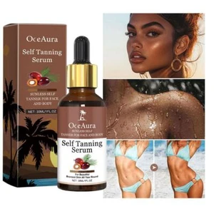 Natural Face Sun Tanning Serum Liquid Dark Self Tanning Drops Serum - Picture 1 of 15