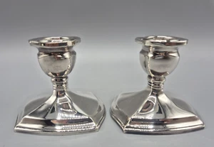 Pair 1930's Benedict Proctor Art Deco EP Silver Plate Lead Candlesticks Holders - Picture 1 of 7