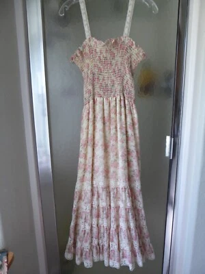 Vintage Cottagecore Prairie Dress Hippie Boho by Arjon 1970's Floral Lace - Image 1 of 4