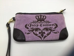 2011 Juicy Couture Wristlet Bag Women Purple Velvet Velour - Picture 1 of 10