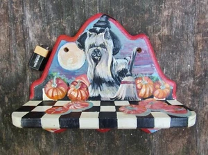 Original HALLOWEEN Estante PERRO Bruja 11" Calabaza ARTE POPULAR Firmado Pintado a Mano NUEVO - Imagen 1 de 10