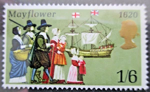 1970 Error Missing Emerald Green on SG822b Mayflower Elizabeth II Plus SG822 MNH - Picture 1 of 7