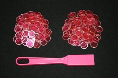 Magnetic Pink Bingo Wand and 200 Chips Markers – Use on paper, sheets, cards  - Image 1 of 2