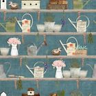 3 Wishes Touch of Spring by Beth Albert 18748 Blue Shelves  Cotton
