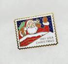 Vintage Santa Claus 1991 USA Christmas Postage Stamp Lapel Hat Shirt Pin USPS