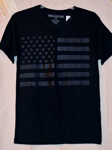 CAMISETA NUEVA CON ETIQUETAS ANILLO DE FUEGO BANDERA AMERICANA NEGRA TALLA MEDIANA - Imagen 1 de 5