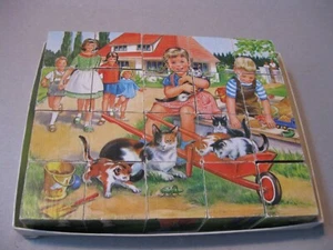 Vintage Wooden Blocks Picture Puzzles- West Germany- Cows, horses, cats, dogs - Picture 1 of 15