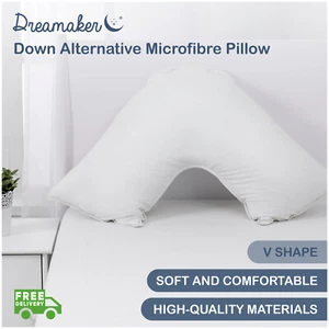 New Luxury V Shape Boomerang Down Alternative Pillows Anti-Bacterial Easy Care - Picture 1 of 7