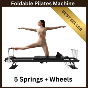 Fortis Foldable Pilates Reformer Machine Gym Exercise Home Workout Exercise Fit - Picture 1 of 18