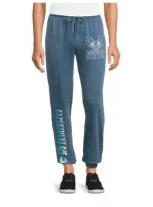 Disney Lilo Stitch Sweatpants Men's 36 38 Large Blue Lounge Joggers Embroidery - Picture 1 of 4