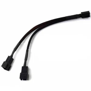 6" 3-Pin to 2 x 3-Pin Computer Case Black Sleeved Fan Power Y-Splitter Cable - Picture 1 of 1