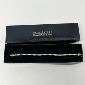 Joan Rivers Tennis Bracelet Pearl Crystal Jewel Tone White Gold Tone Clear - Picture 1 of 4