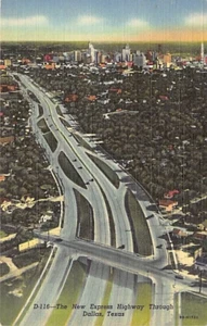 Postal TX: New Highway, Dallas, Texas, lino, sin publicar, años 40 - Imagen 1 de 2