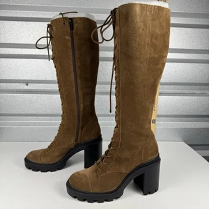 Gianni Bini Soukey kniehohe braune Wildleder-Schnürstiefel mit Sohle Größe 12M neu im Karton - Bild 1 von 13