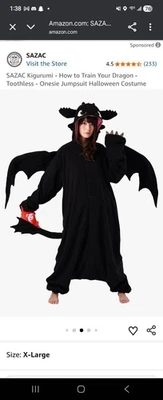 SAZAC Desdentado el Dragón Kigurumi - M+ y XL Disfraz de Halloween de EE. UU. Foto 1 de 4