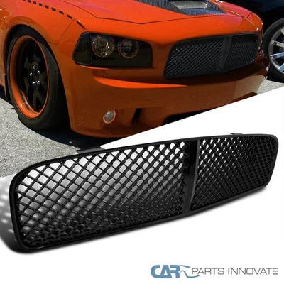 Fits 2005-2010 Dodge Charger Mesh Grill Honeycomb Front Hood Grille Shiny Black - Image 1 of 4