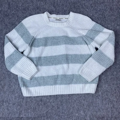 Bearpaw Women’s Chenille Sweater Chunky Knit Striped White Gray Size Large - Image 1 of 4
