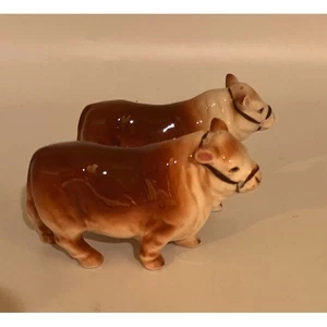 Rare Vintage Ceramic Hereford Bulls Salt & Pepper Shaker Set by Relco of Japan - Picture 1 of 7