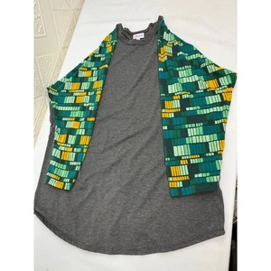 Lularoe 2xl women Top gray green yellow long sleeve - Picture 1 of 7