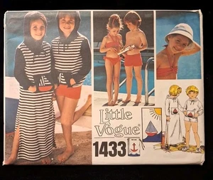 Little Vogue Sewing Pattern 1433 Child's Cover-up Swimsuit Hat Towel Sz. 5 Uncut - Picture 1 of 11