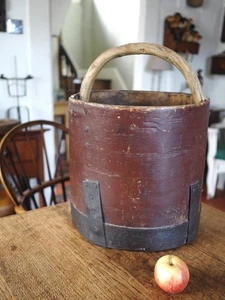 A Fabulous Large Rustic Bentwood Farm Bucket Folk Art Ideal Morning Sticks Etc - Picture 1 of 22