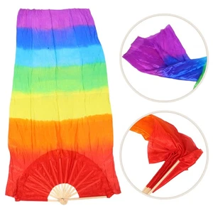 Colorful Gradient Dancing Fan: Belly Dance Accessory - Multi-Color Handheld - Picture 1 of 12
