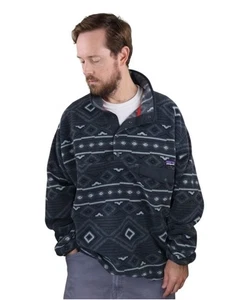 Patagonia Aztec Tribal Eyota Synchilla Snap-T Fleece Jacket Coat Mens Small Gray - Picture 1 of 8
