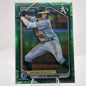 Jacob Wilson 2024 Bowman Chrome Green Lunar Glow Refractor #BCP-3 Oakland A's - Picture 1 of 2