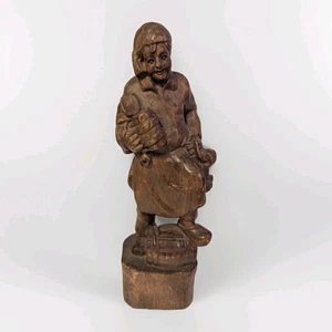 Große 14" Holz handgeschnitzt deutscher Brauer Mann Bier Figur Statue Skulptur OctFest - Bild 1 von 12