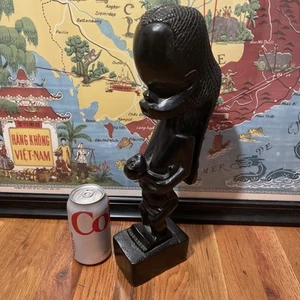Afrikanischer Yoruba Stamm geschnitzt Holz Fruchtbarkeit Mutterschaft Statue Figur 16" Vintage - Bild 1 von 23