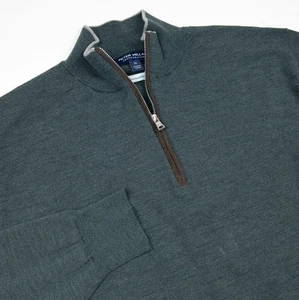 Suéter Peter Millar Excursionist Flex Lana Merino Para Hombre XL Corona Verde Hecho a Mano - Imagen 1 de 14