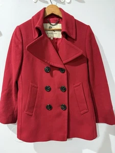 Burberry London Woman's Wool Cashmere Blend Red Coat Made in Italy Small - Picture 1 of 9