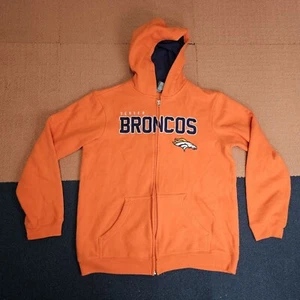 Denver Broncos Youth Full Zip Hoodie Sweatshirt XL 18 Orange Extra Large P6b - Picture 1 of 11