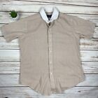 Lord and Taylor 70?s Vintage Chekered Beige White Button Blouse Shirt - Size 10