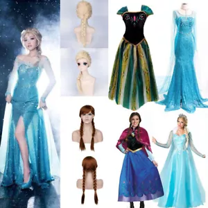 Eiskönigin Prinzessin Elsa Kleid Damen Halloween Party Cosplay Kostüm Karneval_ - Bild 1 von 10