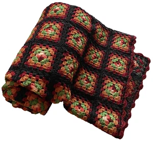 Hand crochet 54" x 38" granny square afghan throw blanket farmhouse cottage core - Picture 1 of 9