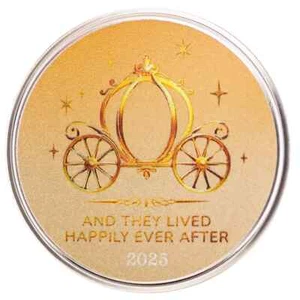 HAPPILY EVER AFTER 1 Unze 999 Feinsilber Hochzeit Geschenk Runde Stempelglanz PP-LIKE - Bild 1 von 3