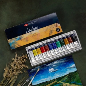 Oil Paint Set LADOGA Extra Fine 12x18ml St.Petersburg NEVSKAYA PALITRA - Picture 1 of 4