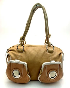 MIMCO MOD BUTTON ZIP TOP LEATHER BAG IN HONEY LIGHT TAN BNWT RRP$450 - Picture 1 of 5