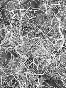 Poster - Rome Map, Modern Abstract City Streets, 4 Sizes - Picture 1 of 25