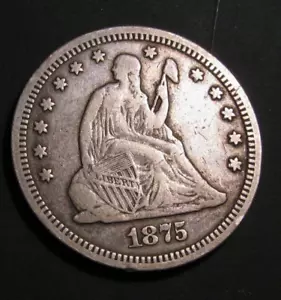 OLD US COINS SILVER 1875 LIBERTY SEATED QUARTER ARROWS BEAUTY 25 CENTS - Picture 1 of 2