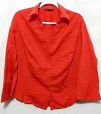 Zac & rachel orange pleated collared stretch 3/4 sleeves button down top 1X