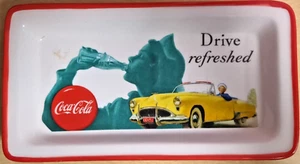 Vtg Coca-Cola "Drive Refreshed" Ceramic Butter Tray/Wall Hanging NEW OLD STOCK - Picture 1 of 2
